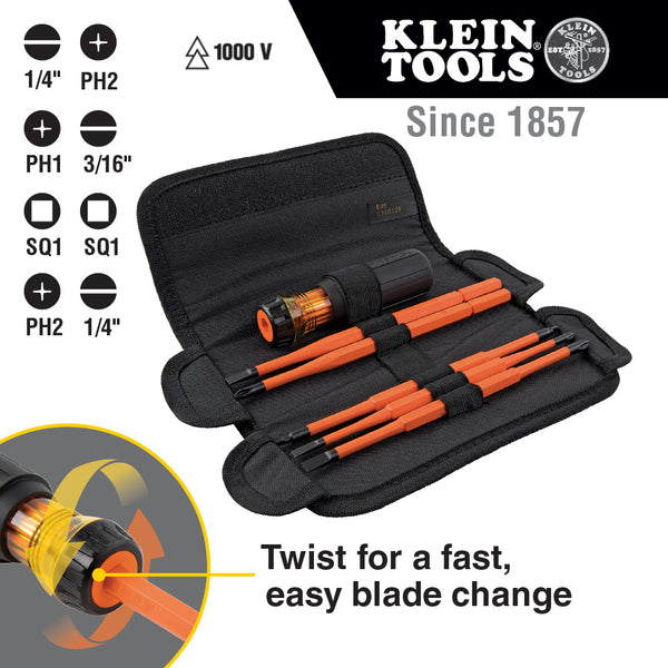 KLEIN TOOLS 8-in-1 Insulated Interchangeable Screwdriver Set